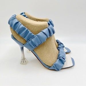 Nine West Womens Zuzie Light Blue Faux Vegan Leather Barbie Sandals Heels Size 6